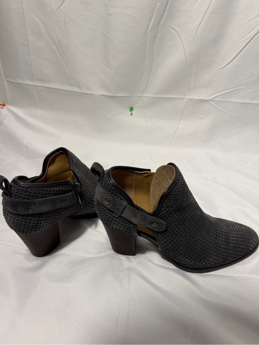 Franco Sarto Charcoal Perforated Ankle Booties - Picture 5 of 7